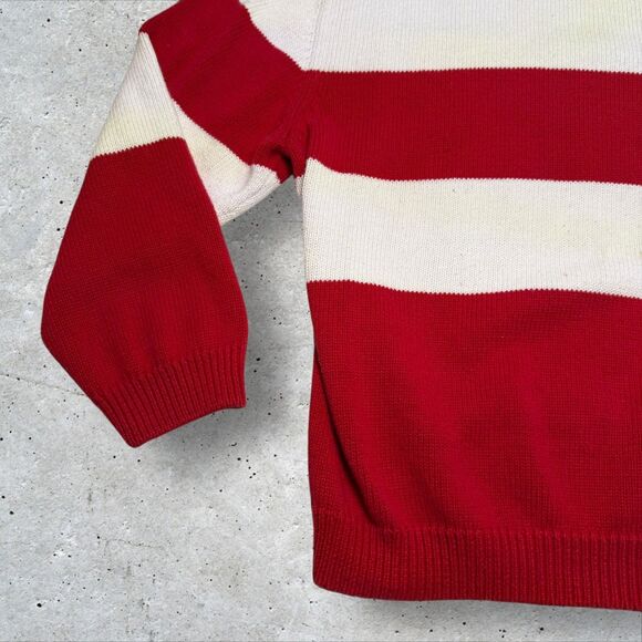 Wisconsin Badgers Stripe Sweater XL Crable Sportswear Red White Knit Vintage - Picture 5 of 10